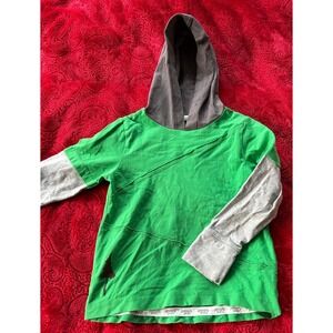 Peekaboo Beans Sensory Friendly Boys Green Gray Long Sleeve Hooded Top‎ Size 4